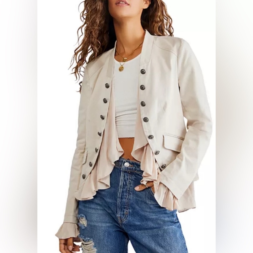 Free People Cream Blazer Elegant Suit Jacket